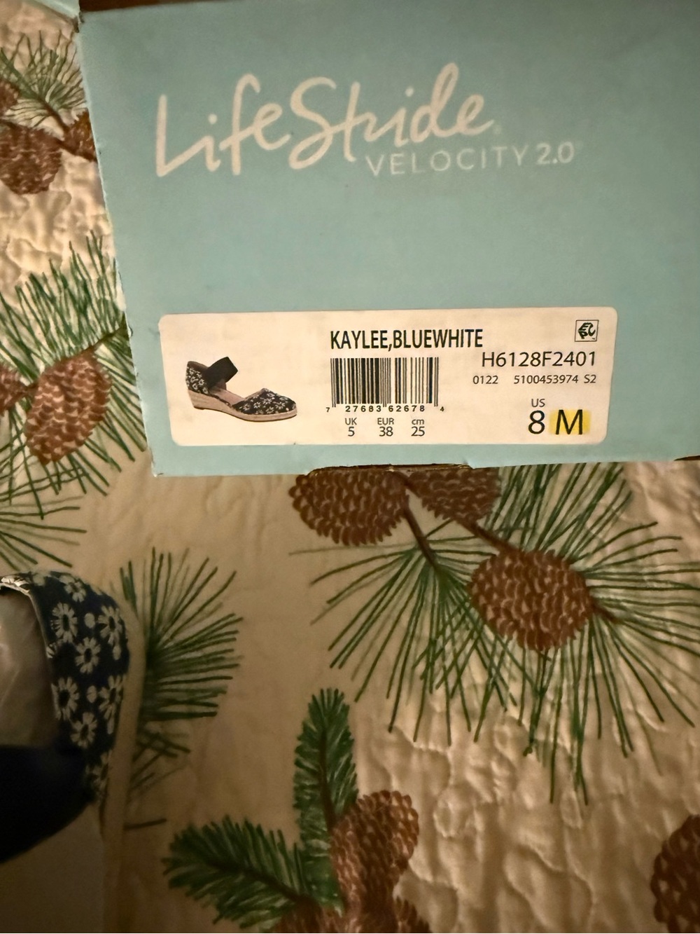 Life Stride Kaylee Blue & White Floral Espadrille Wedges